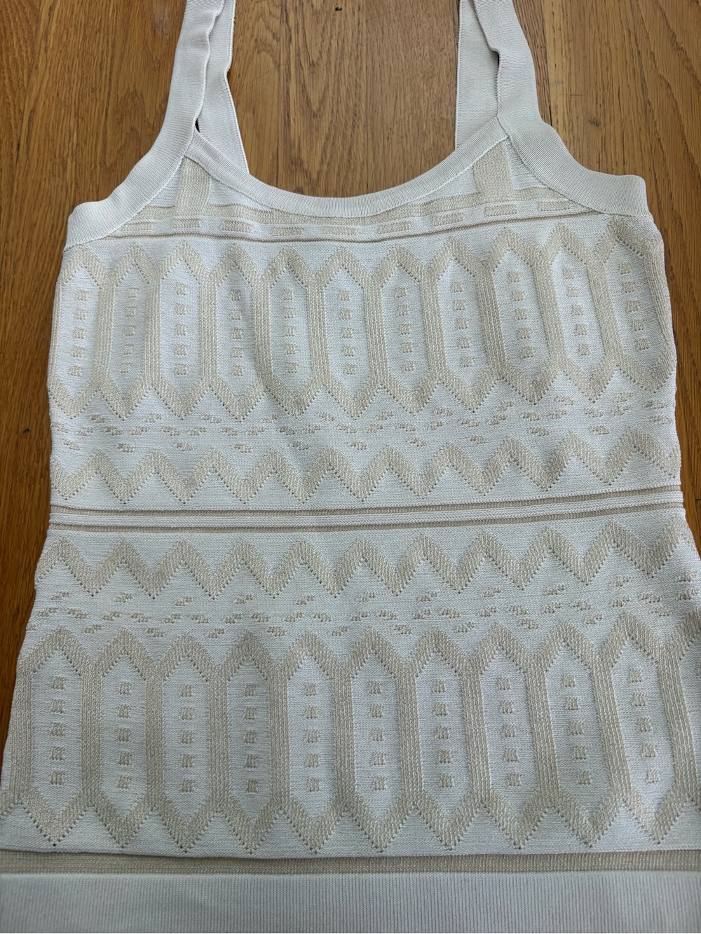 White House Black Market Cream Textured Knit Tank